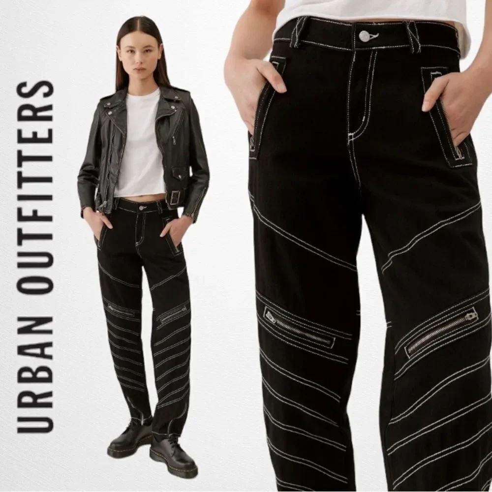 BDG UO Urban Outfitters Tapered Black Moto Jeans NEW 27